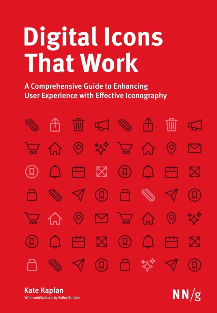 Book cover for Digital Icons That Work, a book by NNg published Fall 2024.